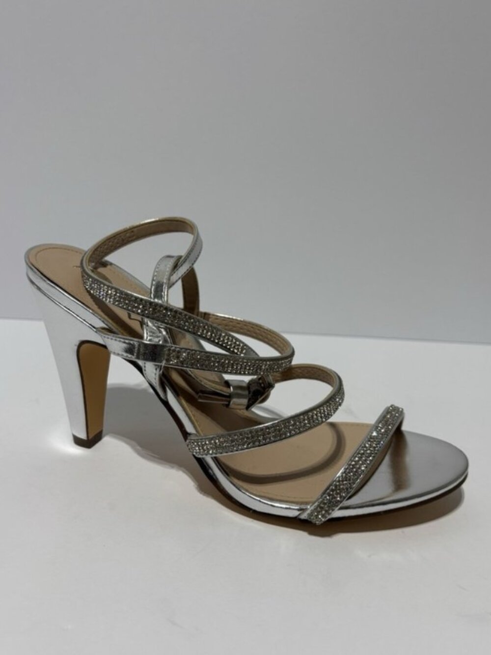 Nina Women’s Sam Silver Heeled Sandals, Size 8 M